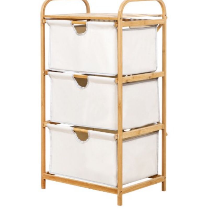 WAKESHOME - Estante De Madera 3 Niveles Organizador Para Baño Ropa Sucia