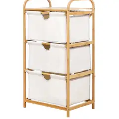 WAKESHOME - Estante De Madera 3 Niveles Organizador Para Baño Ropa Sucia