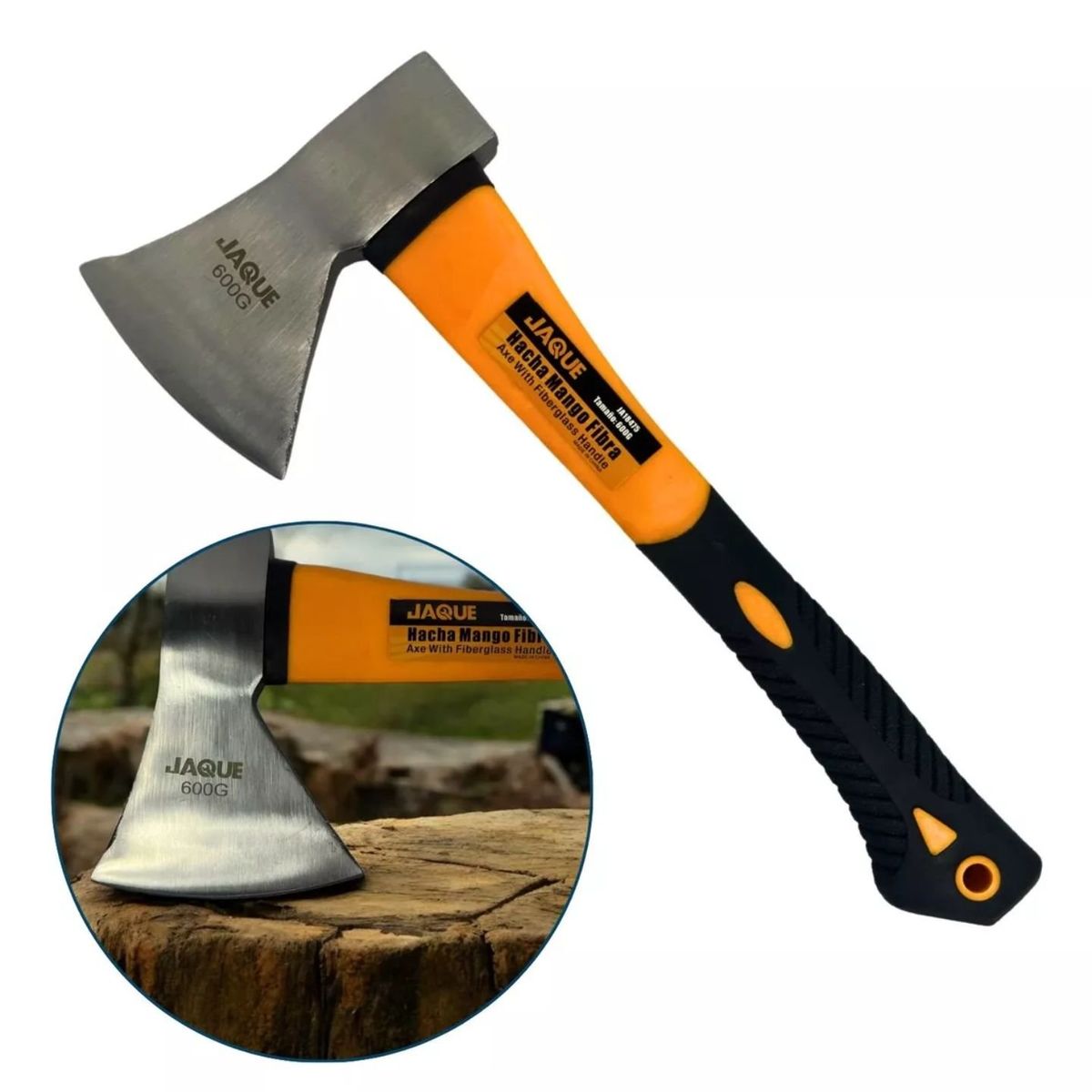 GENERICO - Hacha De Mano Leñadora Camping Mango De Fibra 600 Gramos Jaque