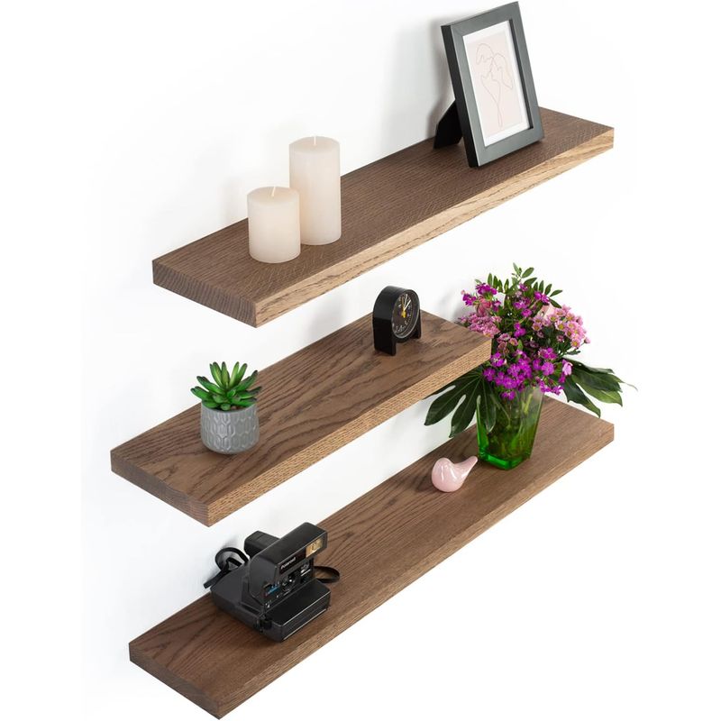 WAKESHOME - 3 Repisas Flotantes Estantes Flotantes De Madera Para Hogar