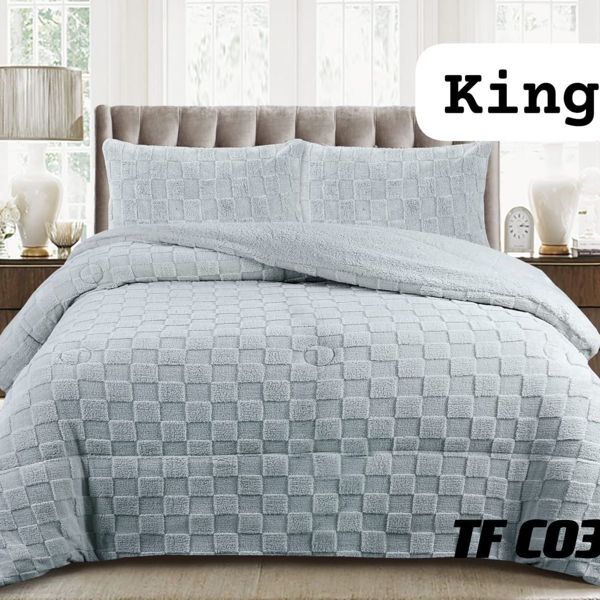 GENERICO - Cobertor colcha plush texturizado con chiporro KING