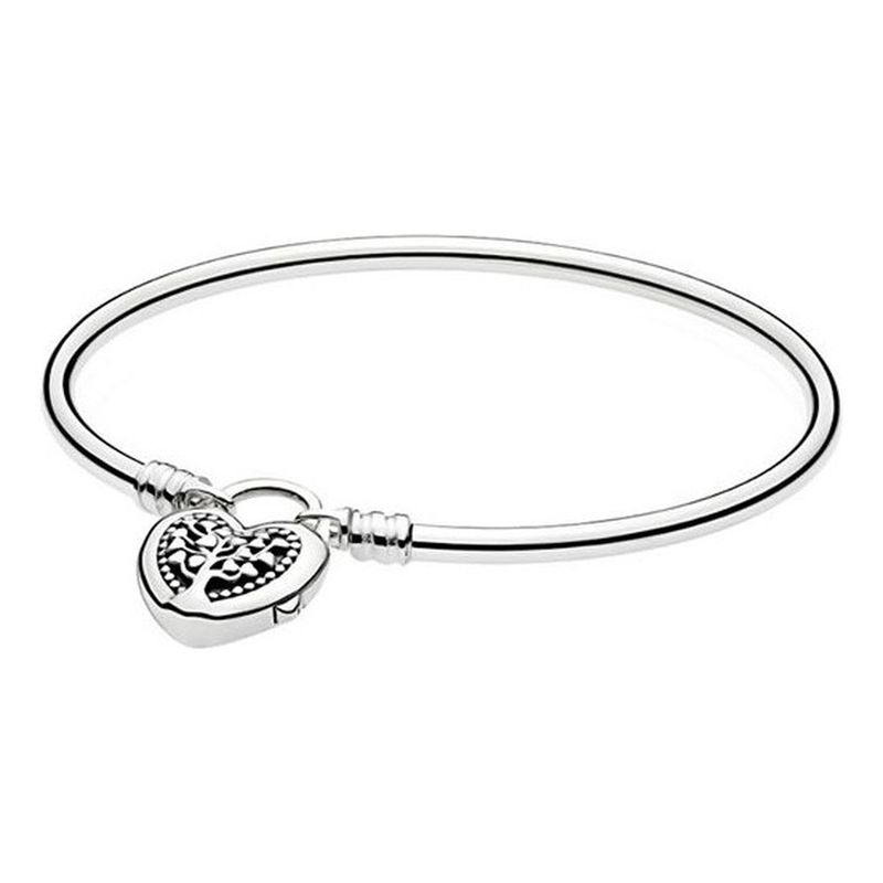 GENERICO - Pulsera Brazalete Plata 925 Broche Forma Corazon Arbol Vida