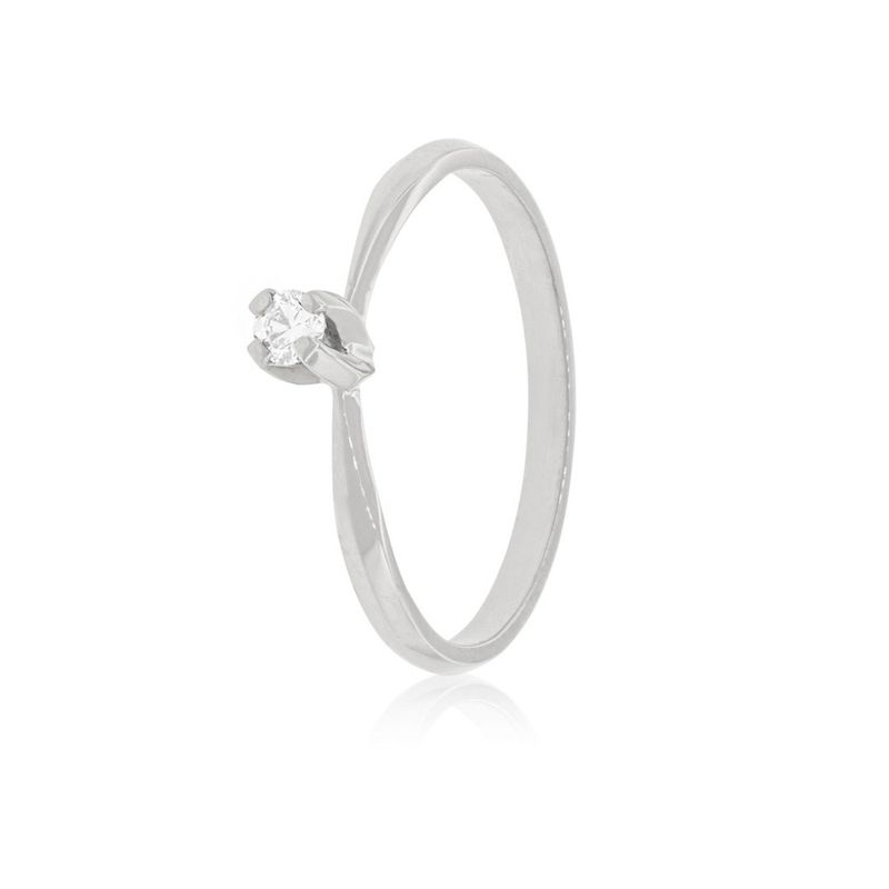 JB JOYAS BARON - Anillo Compromiso Oro Blanco 18kt Niza Solitario de 3ptos