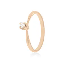 JB JOYAS BARON - Anillo Compromiso Oro Rosado 18kt Niza Solitario de 10ptos