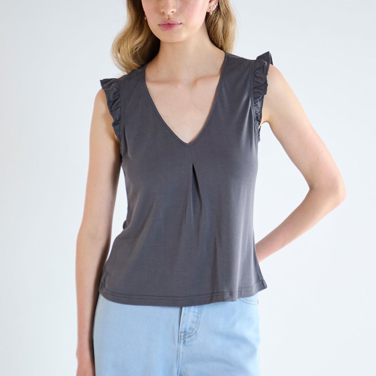 IO - Polera Sin Mangas Gris Marengo Mujer Io