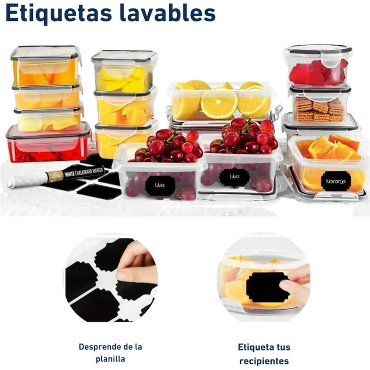 WAKESHOME - Juego De 24 Tarros Apilables Con Tapa Y Cierre Herméticos