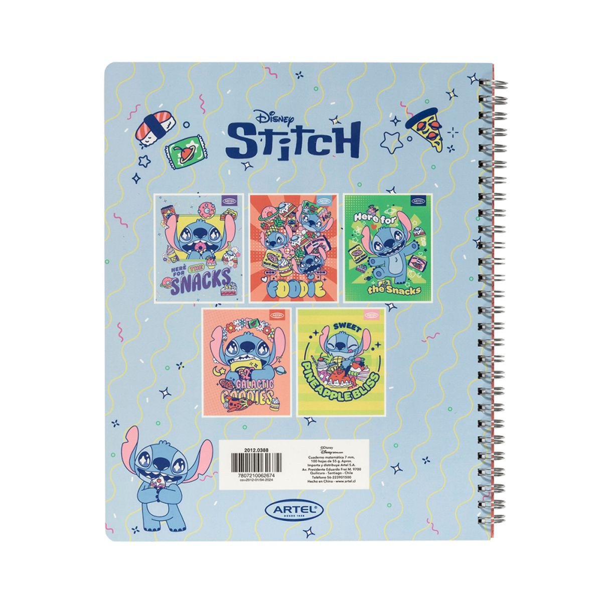 ARTEL - Artel Cuaderno Universitario Stitch Foodie 100 Hj 7mm x10ud