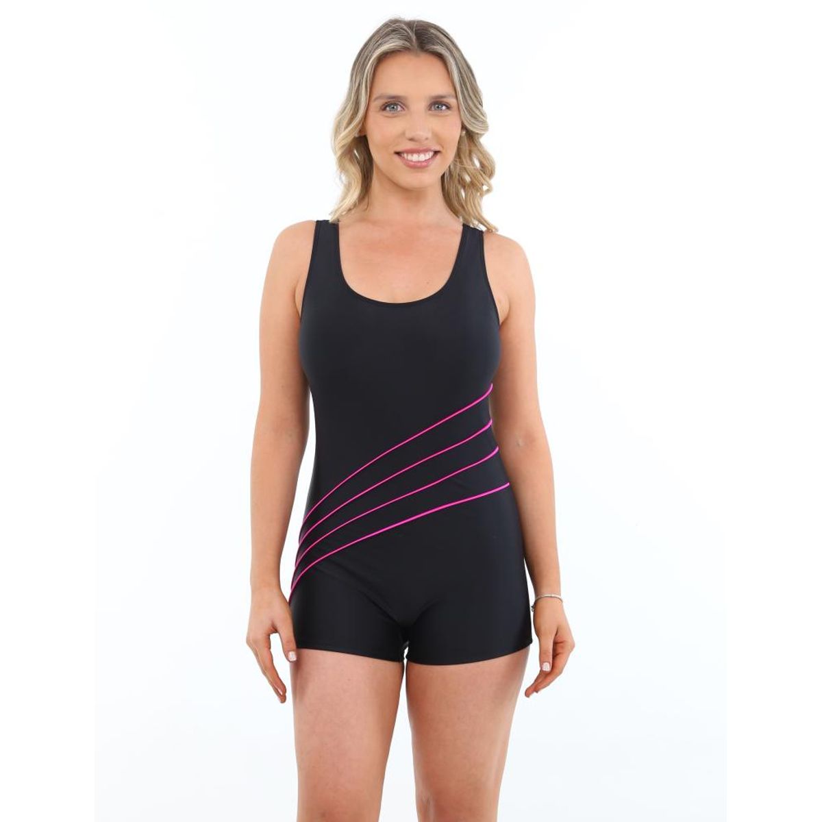 SAMIA - Traje de baño natación pierna corta rosado - Rosa