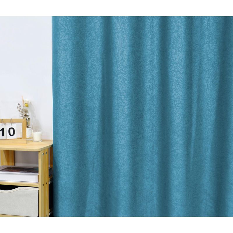 GENERICO - Cortina Tradicional 2 Paños 140 x 230 cm - Azul Líneas Platinum