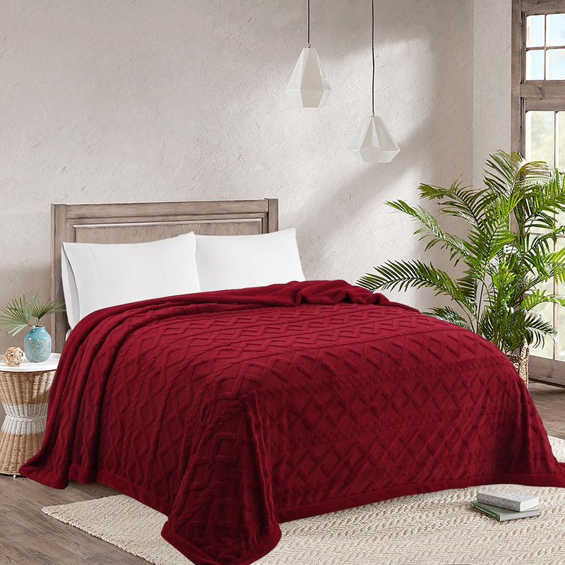 GENERICO - Frazada Térmica Texturizada 200 X 230 cm - Rojo Italiano