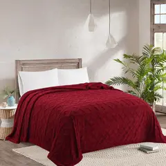 GENERICO - Frazada Térmica Texturizada 200 X 230 cm - Rojo Italiano