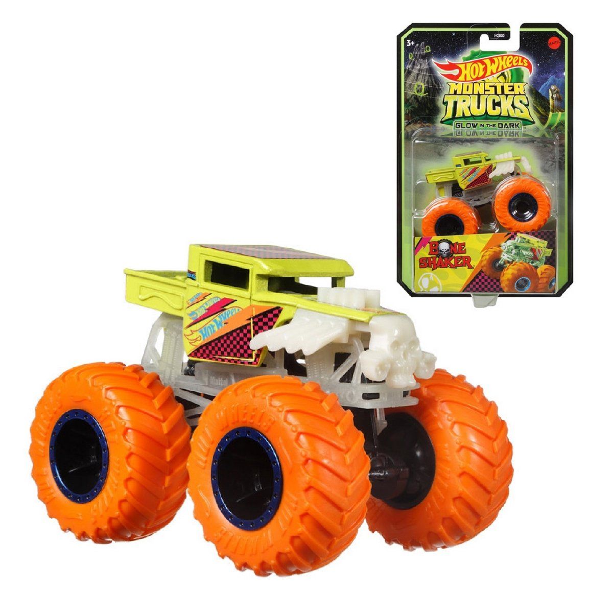 HOT WHEELS - HOT WHEELS MONSTER TRUCKS GLOW 1:64 - BONE SHAKER