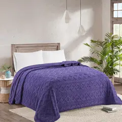 GENERICO - Frazada Térmica Texturizada 200 X 230 cm - Morado