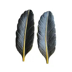 GENERICO - PACK BANDEJA  PLUMA NEGRA LINEA DORADA  Medidas 40 x 14 x 2 cm