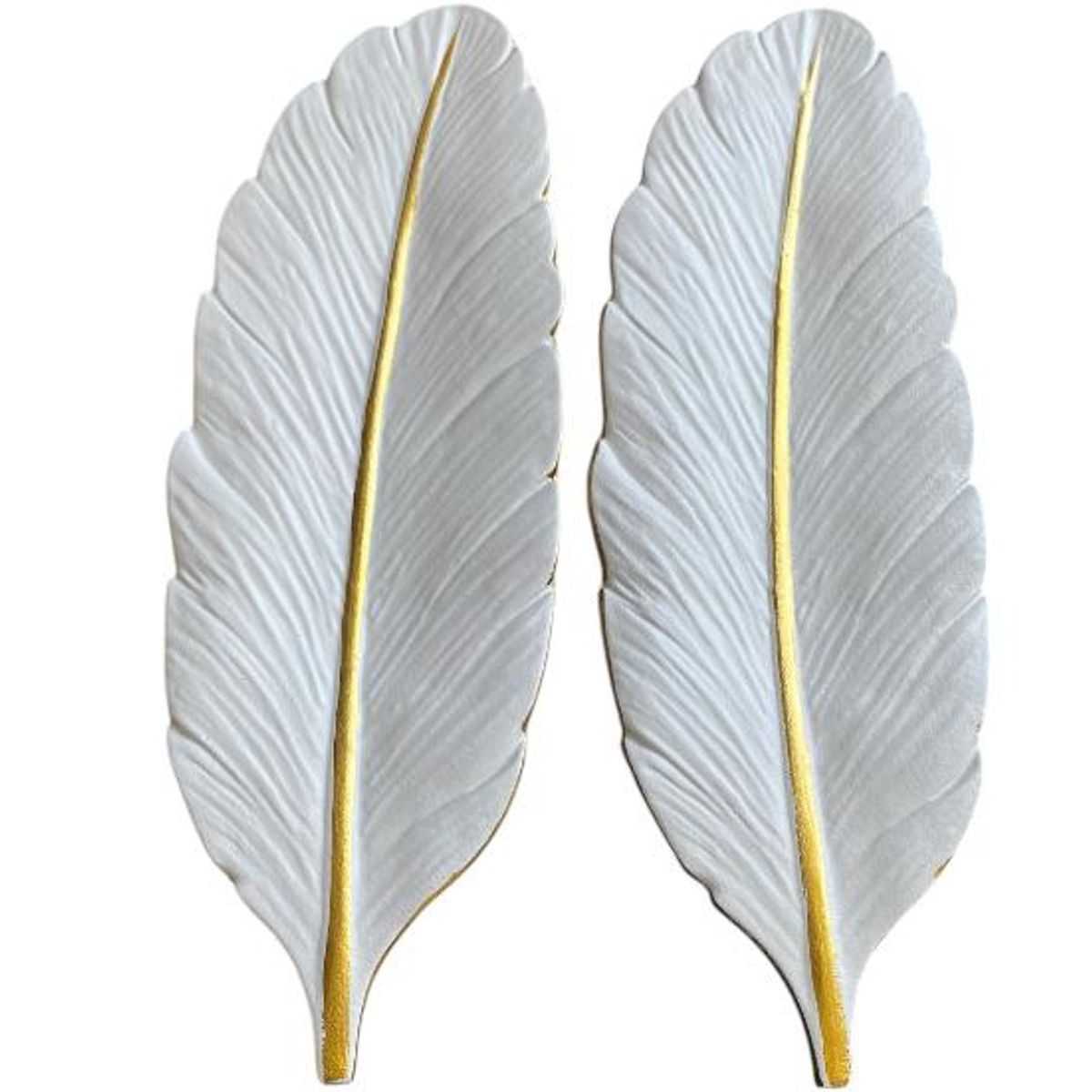 GENERICO - PACK BANDEJA   PLUMA BLANCA LINEA DORADA  Medidas 40 x 14 x 2 cm