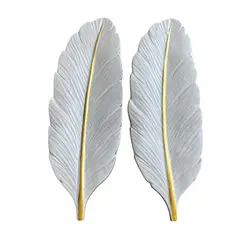 GENERICO - PACK BANDEJA  PLUMA BLANCA LINEA DORADA Medidas 40 x 14 x 2 cm