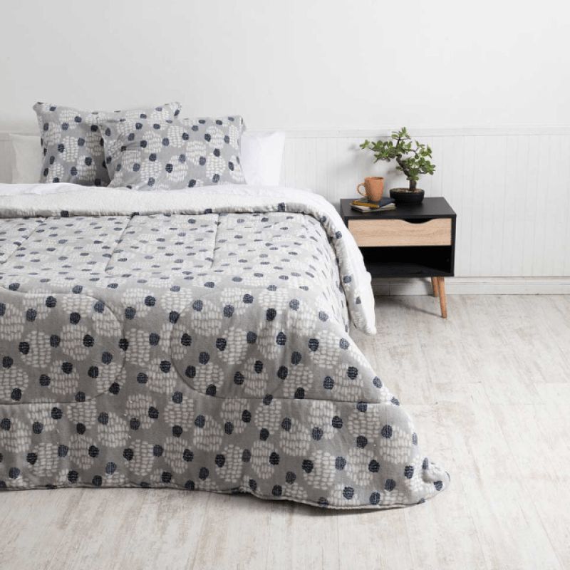 MASHINI - Plumón Coral Sherpa 2 Plazas Print Salina