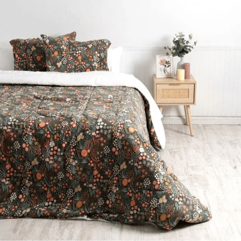 MASHINI - Plumón Coral Sherpa King Plazas Print Baysan