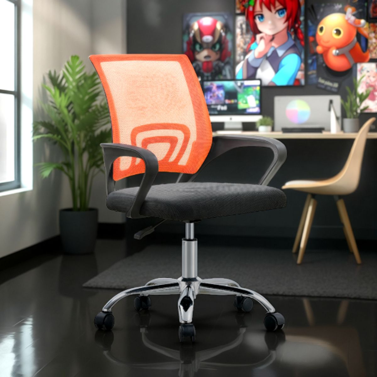 ARTHOME - Silla De Oficina Ejecutiva Nueva York Ergonomica Malla Naranja