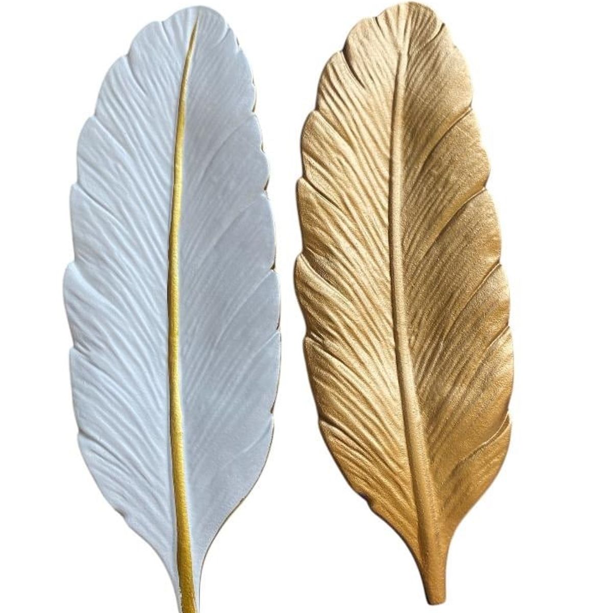 GENERICO - PACK BANDEJA   PLUMA BLANCA DORADA  Medidas 40 x 14 x 2 cm