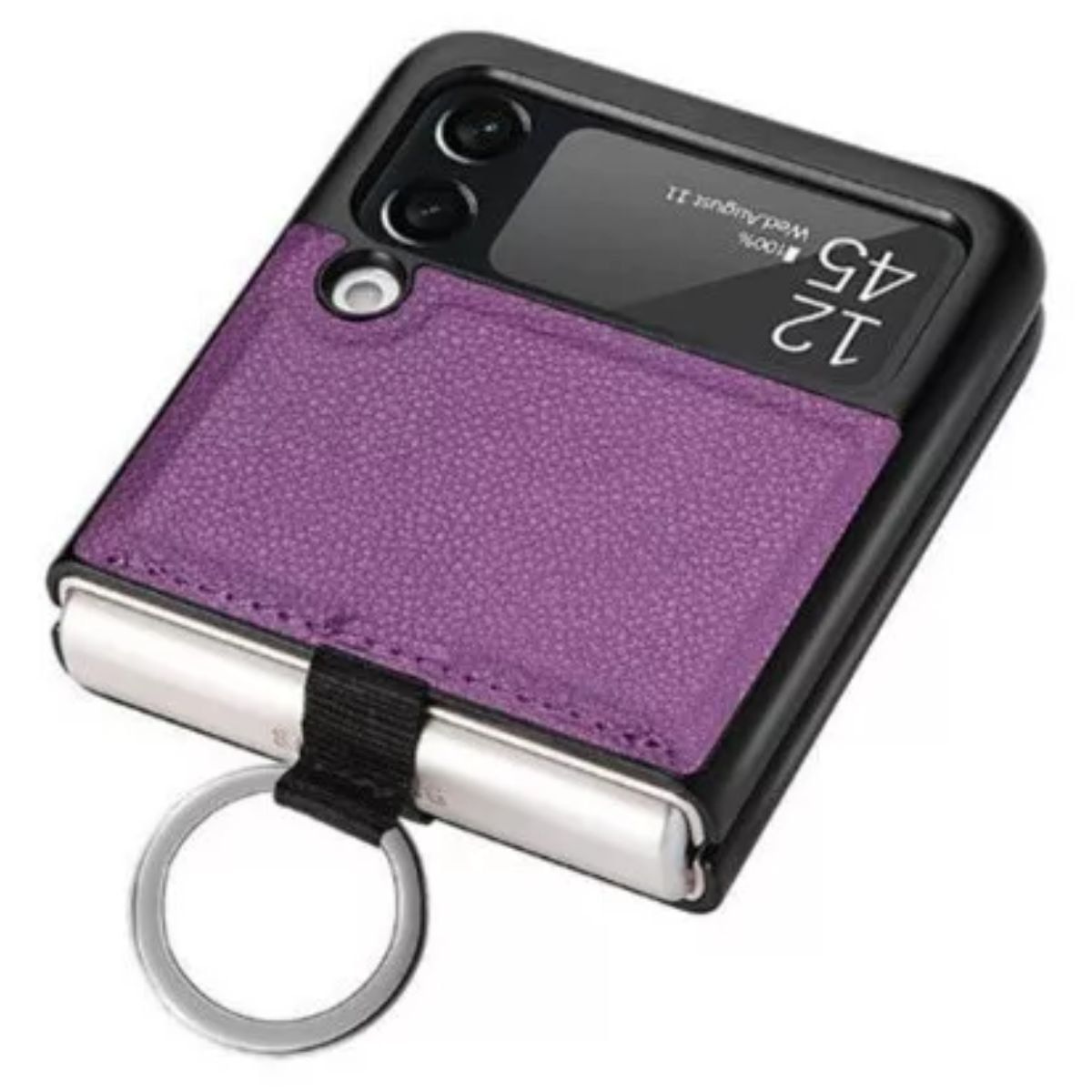 XUNDD - Carcasa para Samsung Z Flip 3 / Z flip 4 de Cuero con Anillo