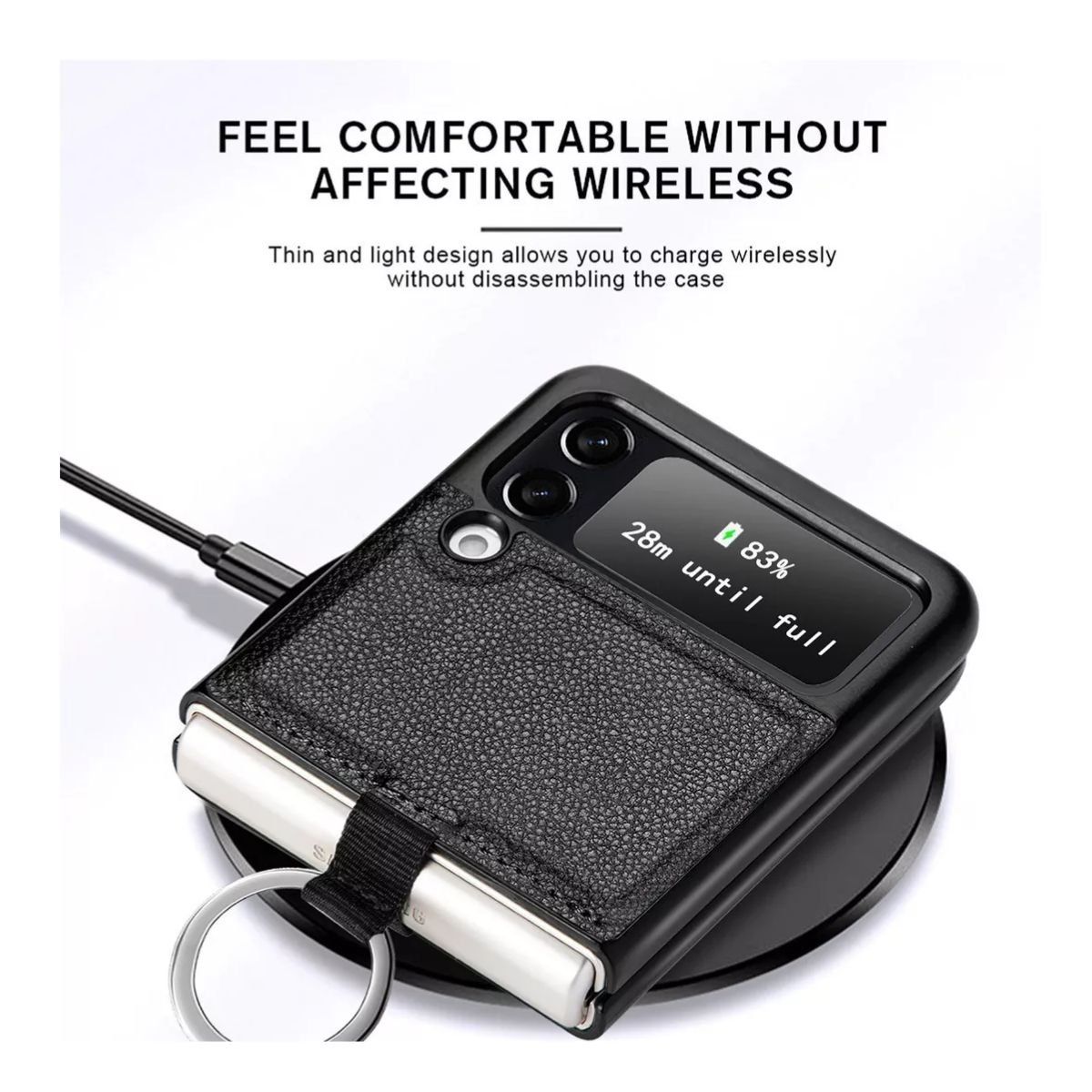 XUNDD - Carcasa para Samsung Z Flip 3 / Z flip 4 de Cuero con Anillo