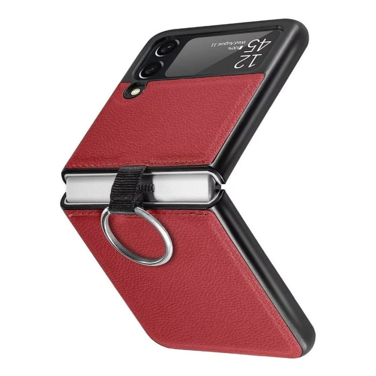 XUNDD - Carcasa para Samsung Z Flip 3 / Z flip 4 de Cuero con Anillo