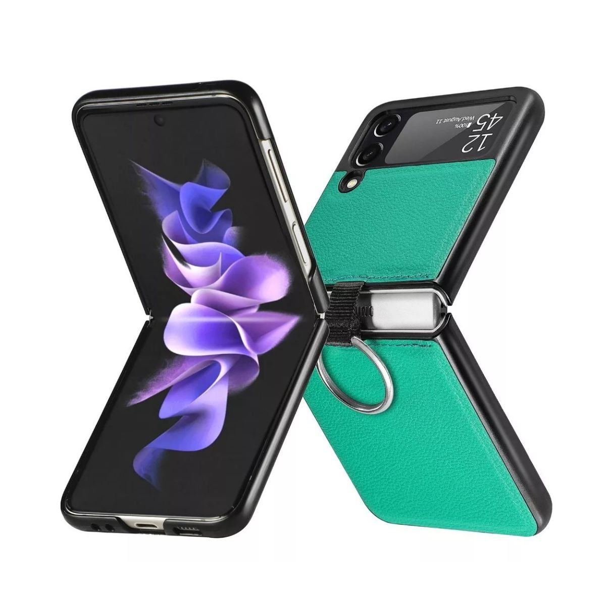 XUNDD - Carcasa para Samsung Z Flip 3 / Z flip 4 de Cuero con Anillo