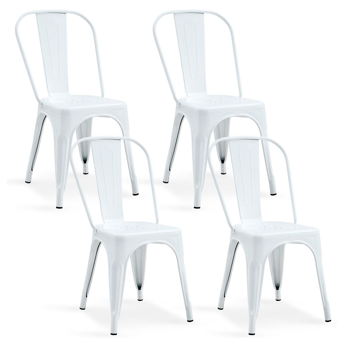 NOVAHUS - Pack De 4 Silla Metal Tolix Blanco