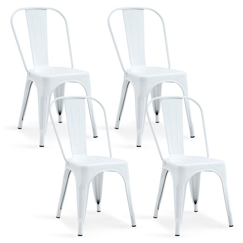 NOVAHUS - Pack De 4 Silla Metal Tolix Blanco