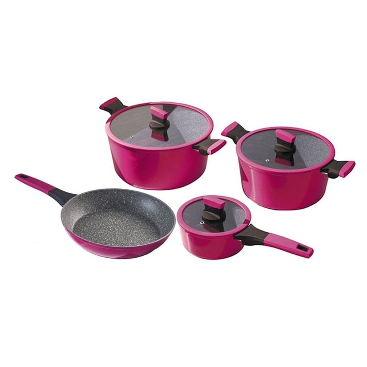 KITCHENWARE - Batería Aluminio Forjado Soho 7 Piezas Rosada