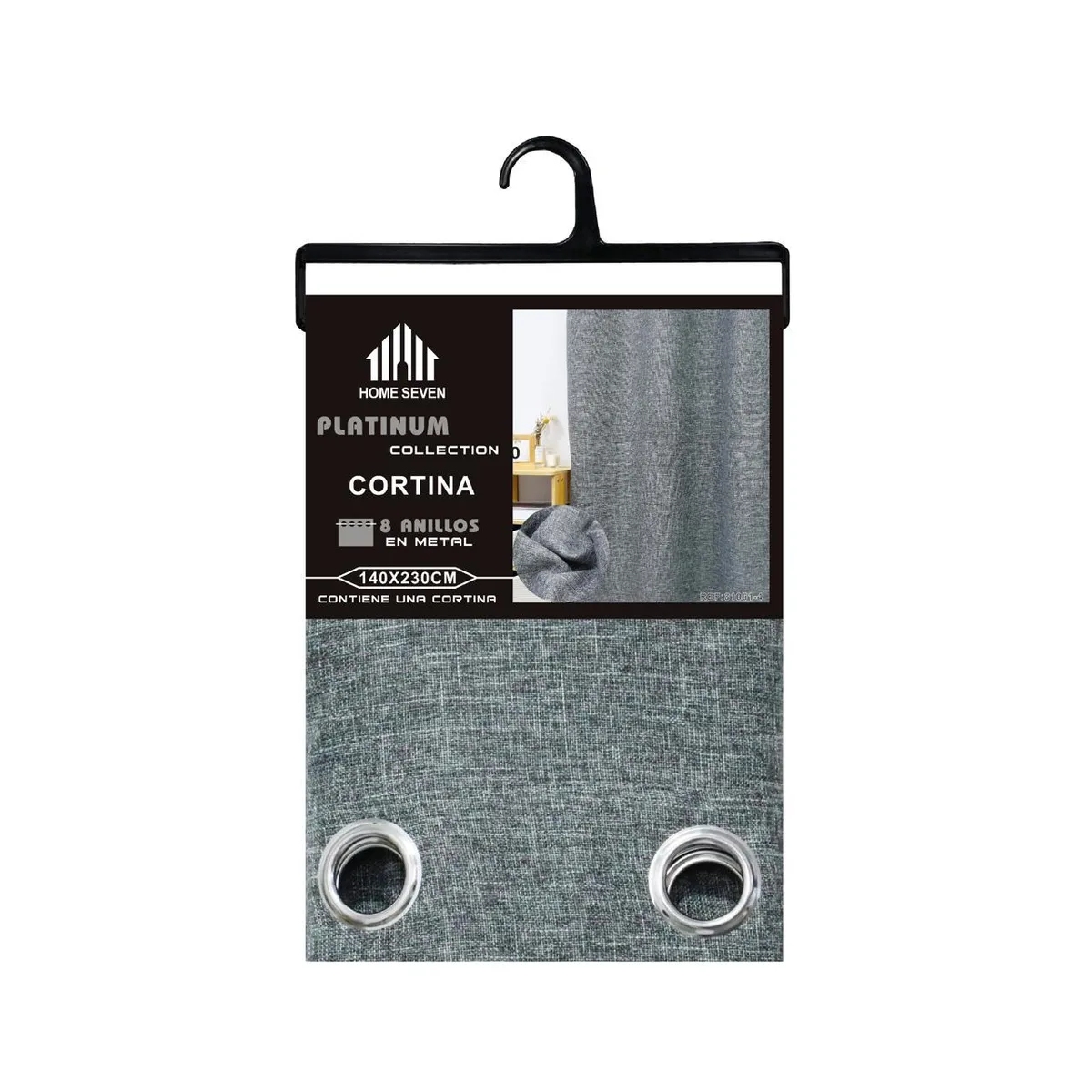 GENERICO - Cortina Tradicional 2 Paños 140 x 230 cm - Gris Oscuro Collection