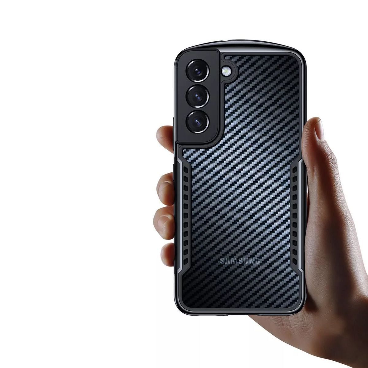 XUNDD - Carcasa para Samsung S22 Plus Fibra de Carbono Gaming Antigolpes