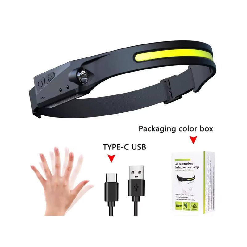 GENERICO - Linterna emergencia led 350 lúmenes para cabeza, 2 luces secuencial
