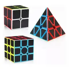 MUNDO MAGIA - Paquete 3 Cubos 2x2 3x3 Pyramid Z Cobra Fibra Carbono