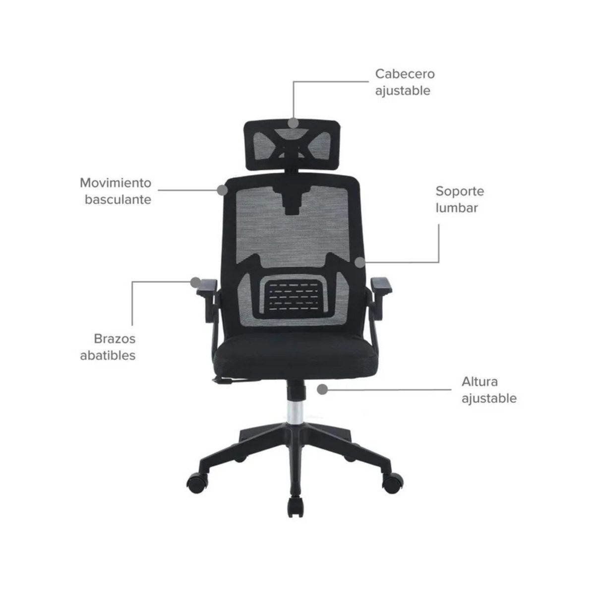 ARTHOME - Silla De Oficina Ejecutiva Manchester Ergonomica Color Negro