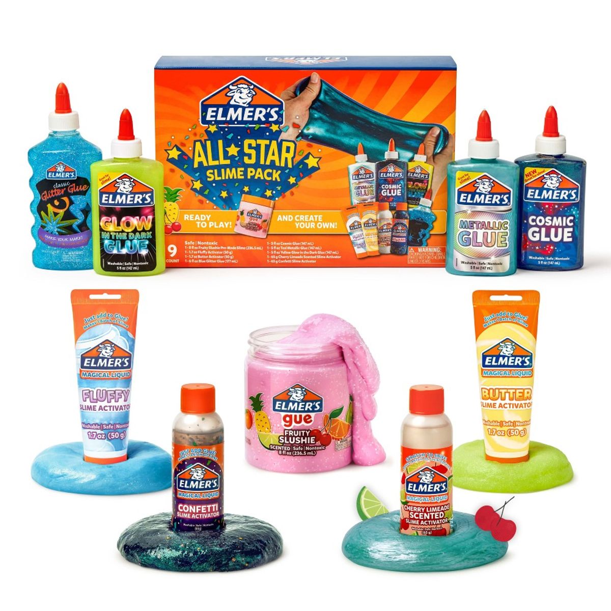 ELMERS - Kit Slime All Star Elmer's 9 Piezas
