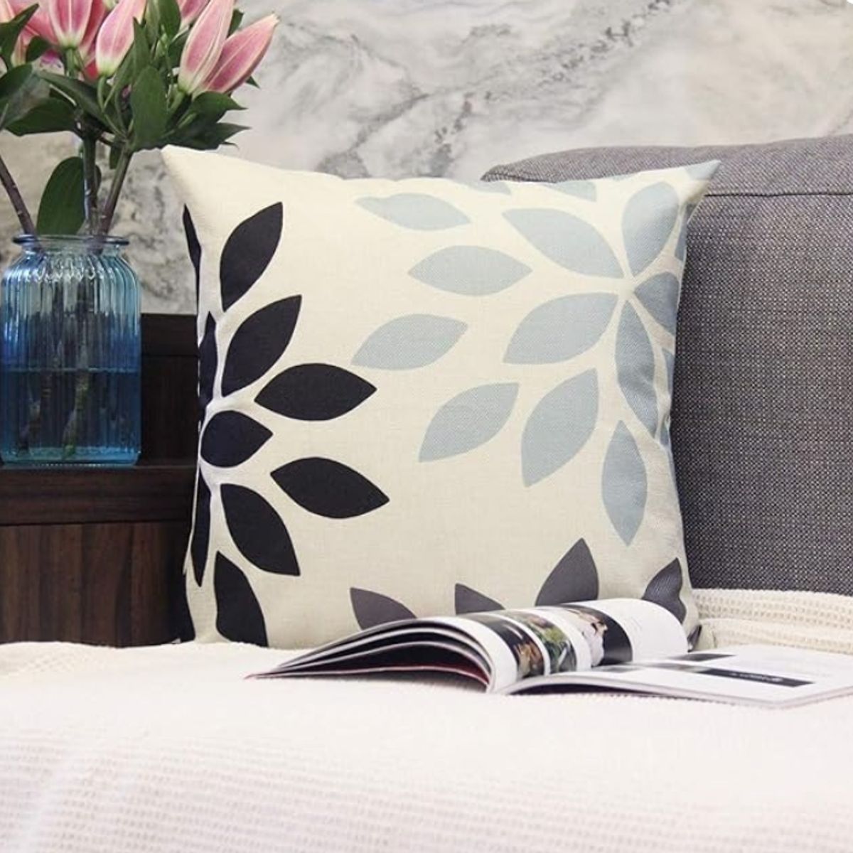 GENERICO - Pack 3 Fundas De Cojín 45x45 Cm De Lino Y Algodón Diseño Geométrico