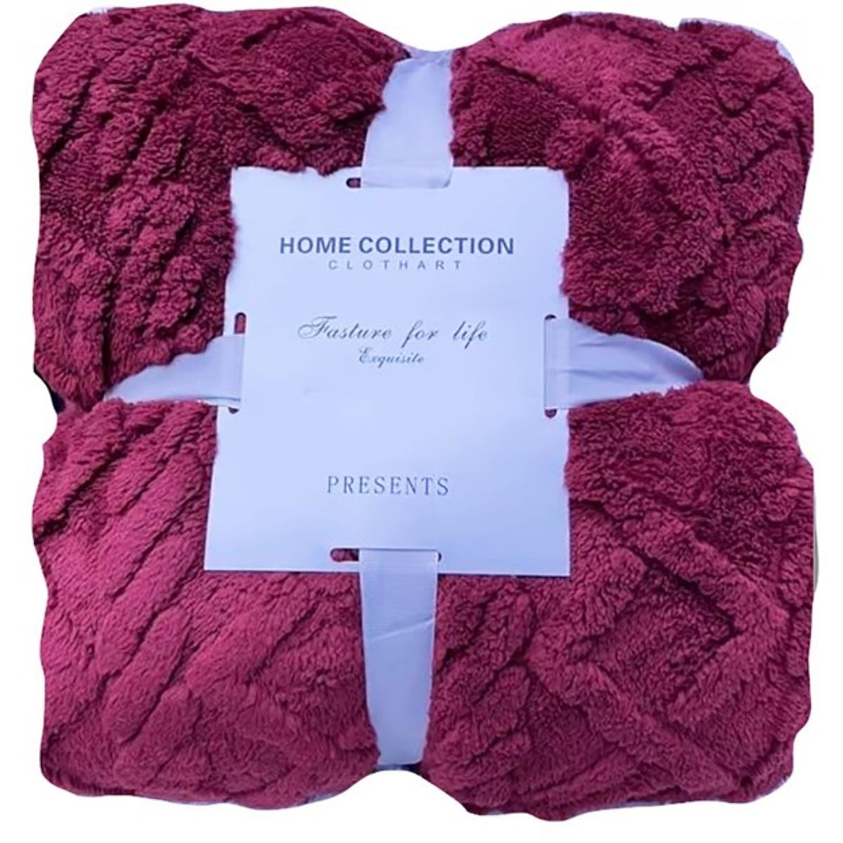 GENERICO - FRAZADA O MANTA TEXTURIZADA UNICOLOR BURDEO 2 PLAZAS RS