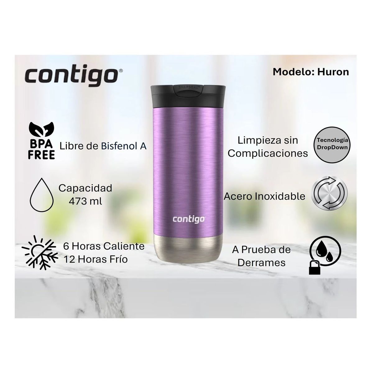 CONTIGO - Vaso Térmico Contigo Mug Huron 2.0 473ml - Violeta
