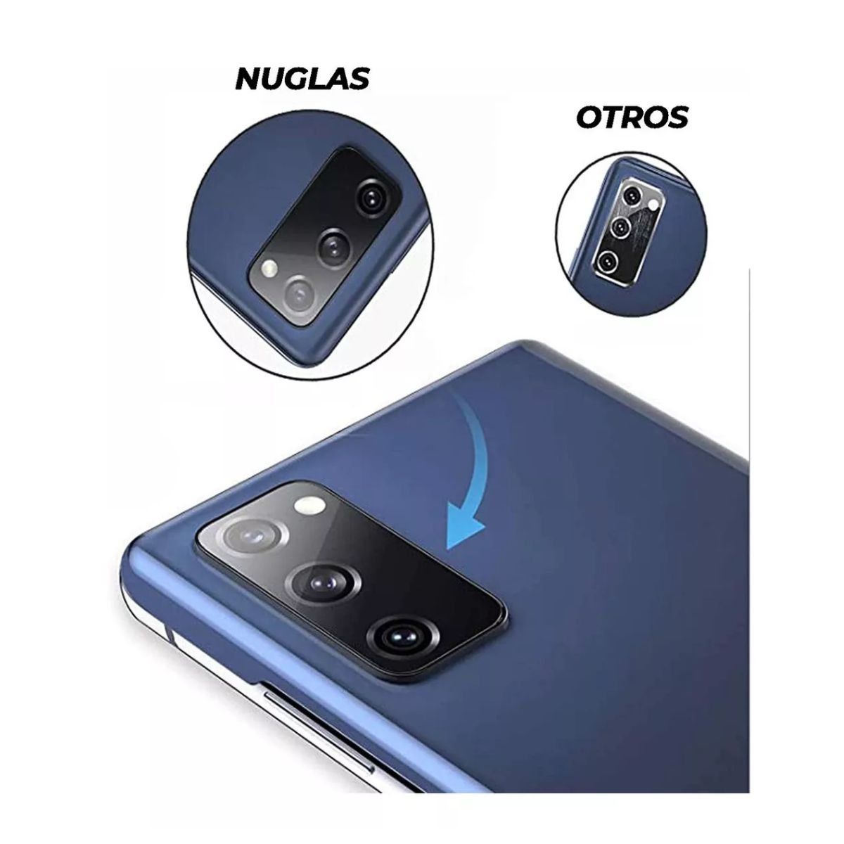 NUGLAS - 3 Pack Vidrios Protectores Camara Samsung S20 Fe Nuglas 9h