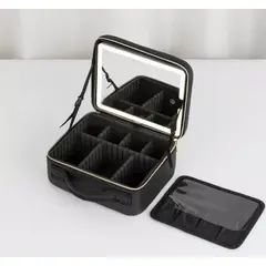GENERICO - Maleta De Maquillaje Portátil Con Luz Led Espejo Color Negro