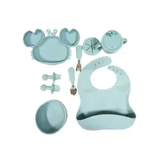 GENERICO - Set alimentación silicona para bebe 9 piezas antideslizante