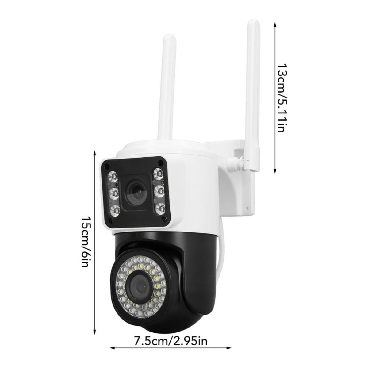 GENERICO - Cámara Seguridad WiFi Doble Lente 110-240 Monitoreo Celular
