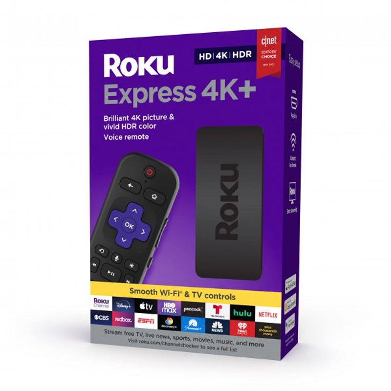 ROKU - Roku Express 4k+ Reproductor Multimedia,Control De Voz Roku, Incluye Cable Hdmi (3941R2)