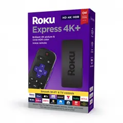ROKU - Express 4k+ Reproductor Multimedia,Control De Voz Roku, Incluye Cable Hdmi (3941R2)