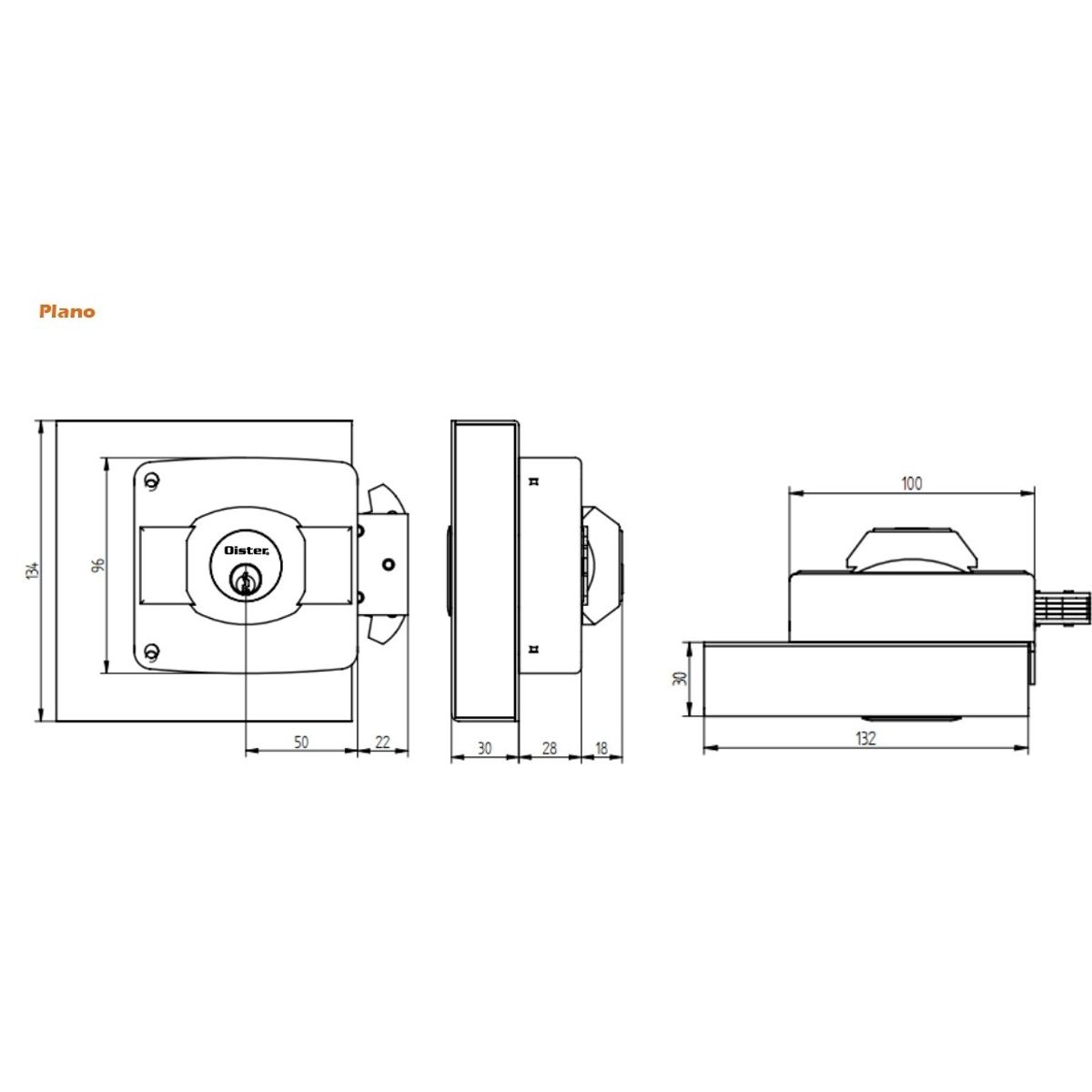 OISTER - Cerradura de Sobreponer 112 Caja Metálica Negra Oister