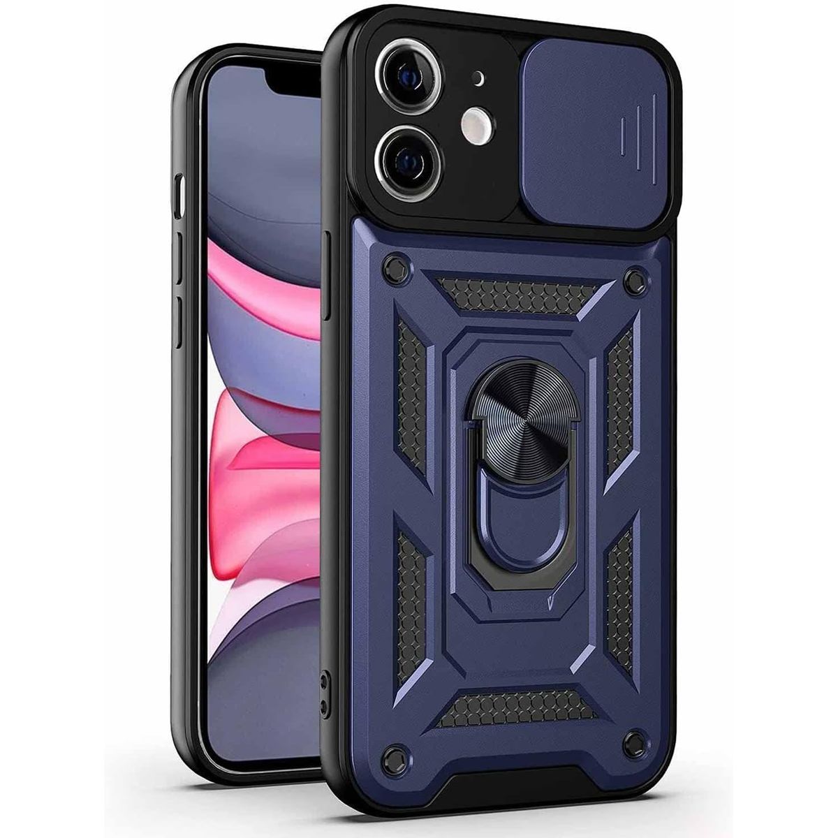 GENERICO - Carcasa Reforzada Con Cubre Cámara Para iPhone 12 - Azul