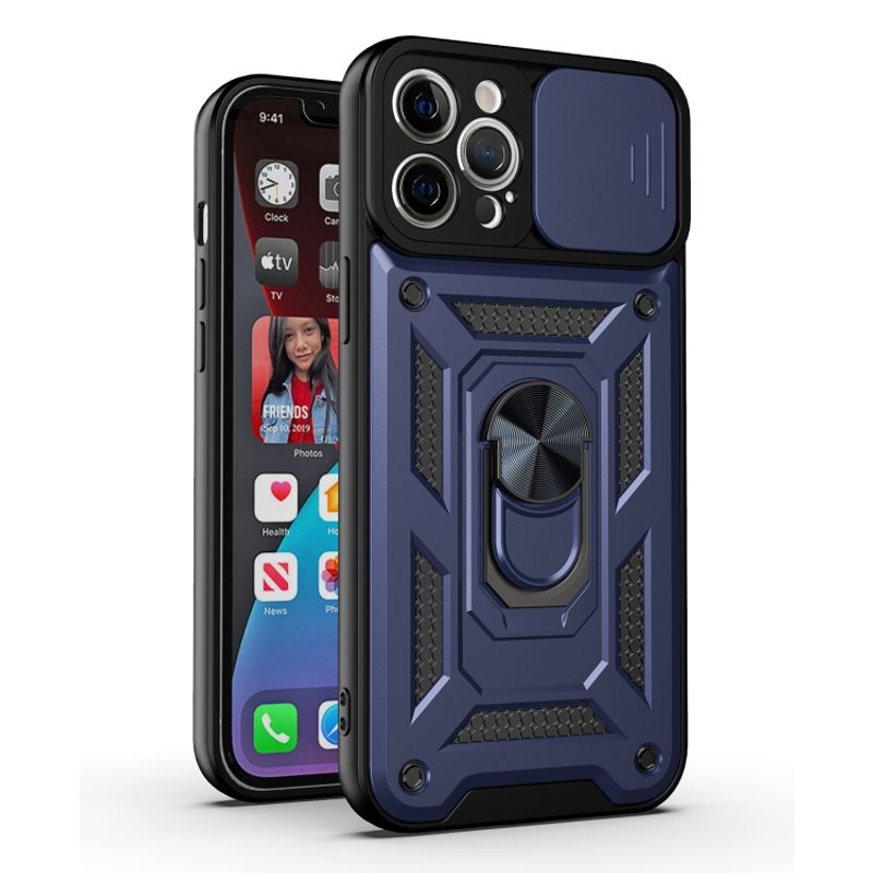GENERICO - Carcasa Reforzada Con Cubre Cámara Para iPhone 15 Pro Max - Azul