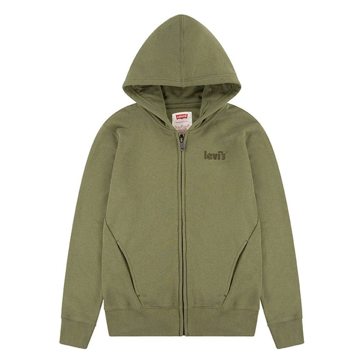 LEVIS - Poleron Niño Zipper Hoodie Logo Bordado Verde Levis